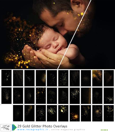 29 تصاویر پوششی زرق و برق طلایی - 29 Gold Glitter Photo Overlays